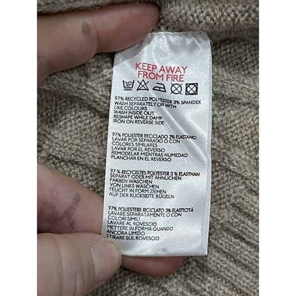 BDG Urban Outfitters Sand Cable Knit Long Sleeve Crop Baggy Sweater Sz XS New - Picture 11 of 14